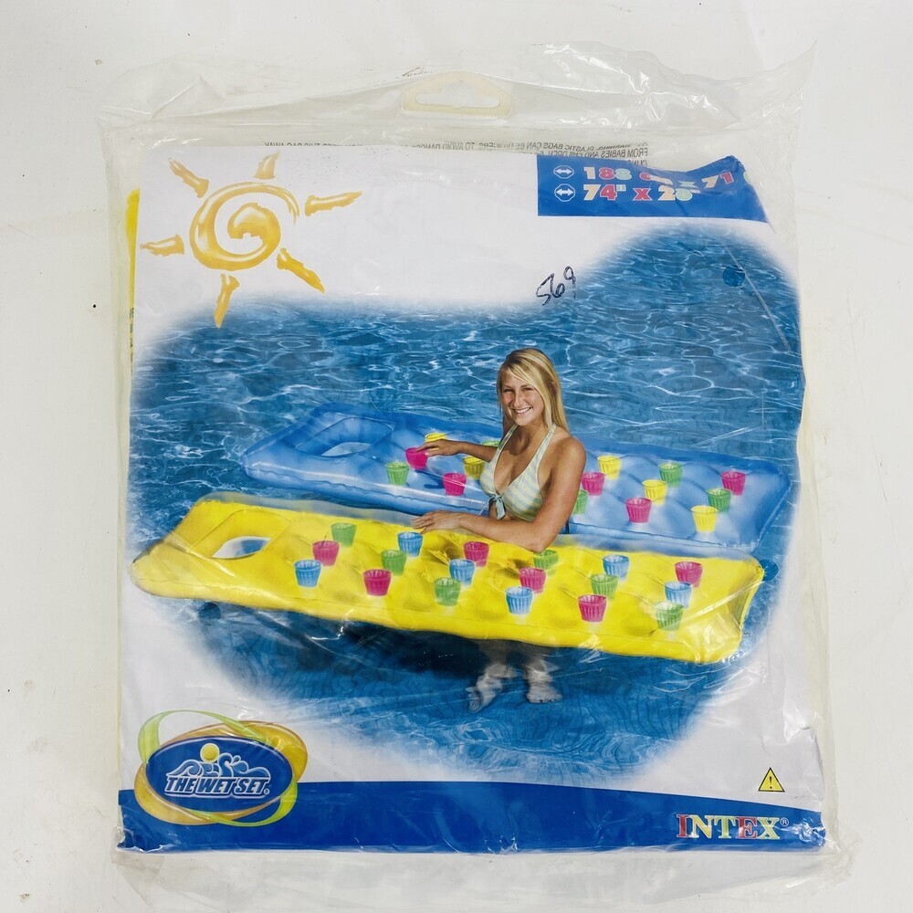 NOS Intex Wet Set 18 Pocket Lounge 74"X28" Inflatable Pool Float Lounge Yellow